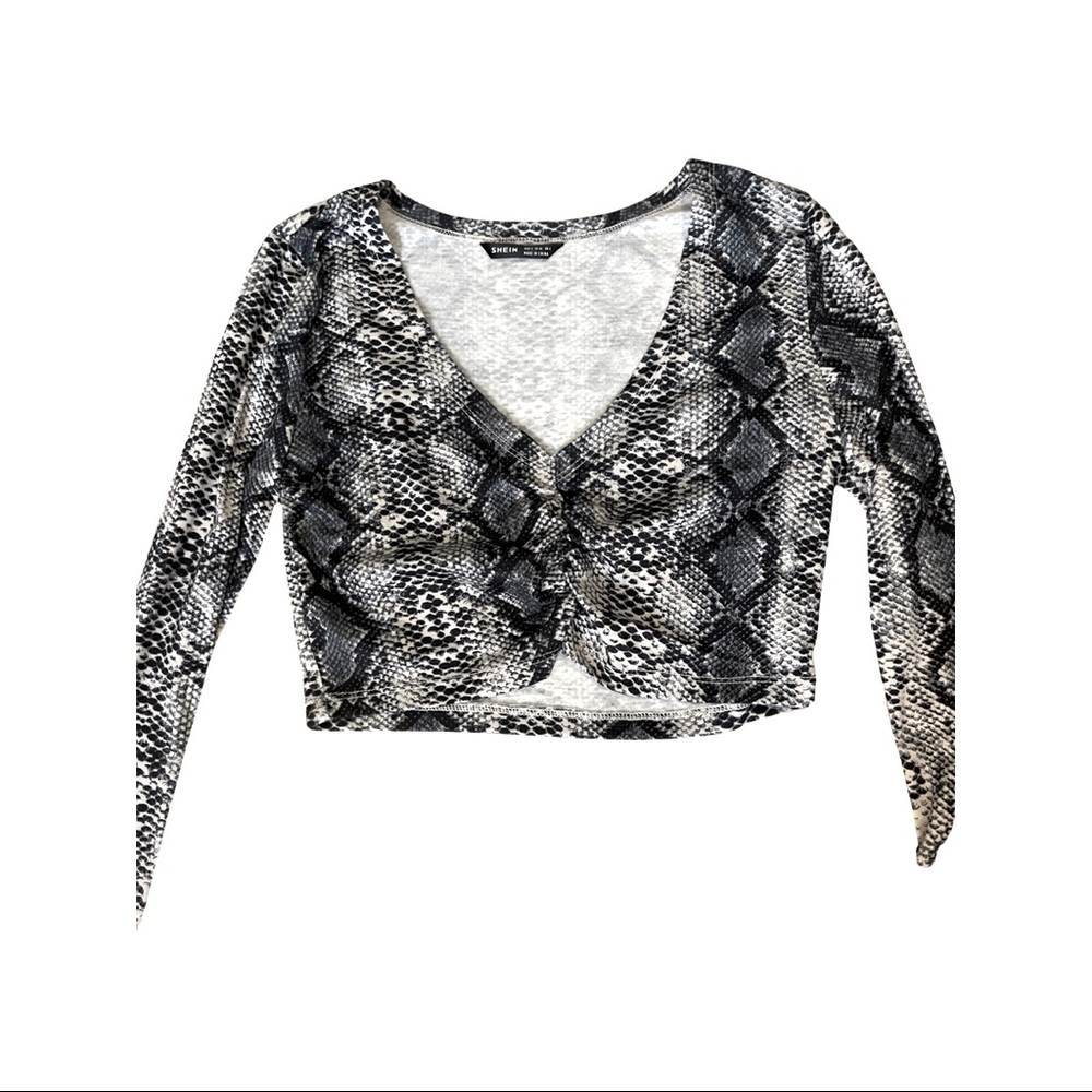 Snake skin long sleeve crop top